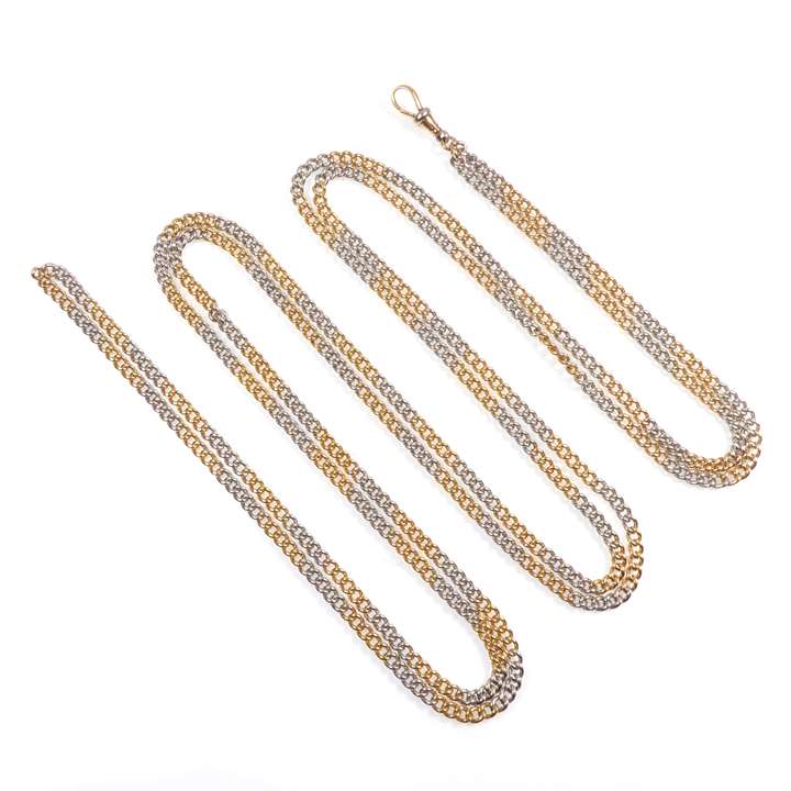 18ct gold and platinum curblink longchain necklace